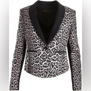 BCBG Maxazria Blazer Black Leopard Print Bowie Single Button Women’s XS